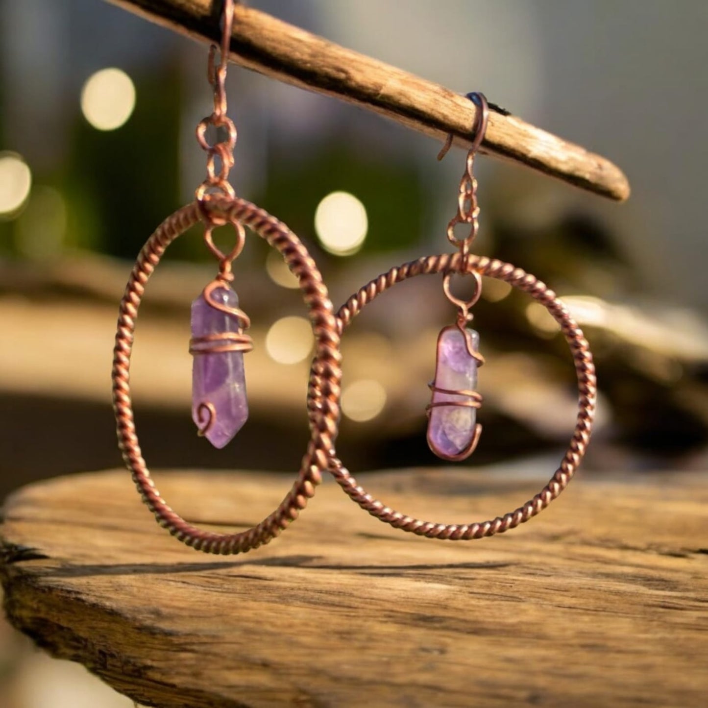 5.87" 1/4 Lost Cubit Earrings w/ Amethyst